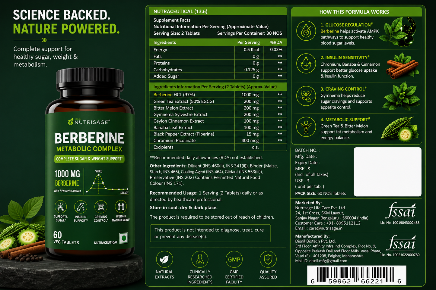 Nutrisage Berberine Metabolic Complex
