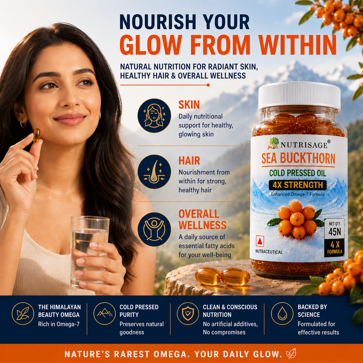 Nutrisage Seabuckthorn Capsules 4X Strength