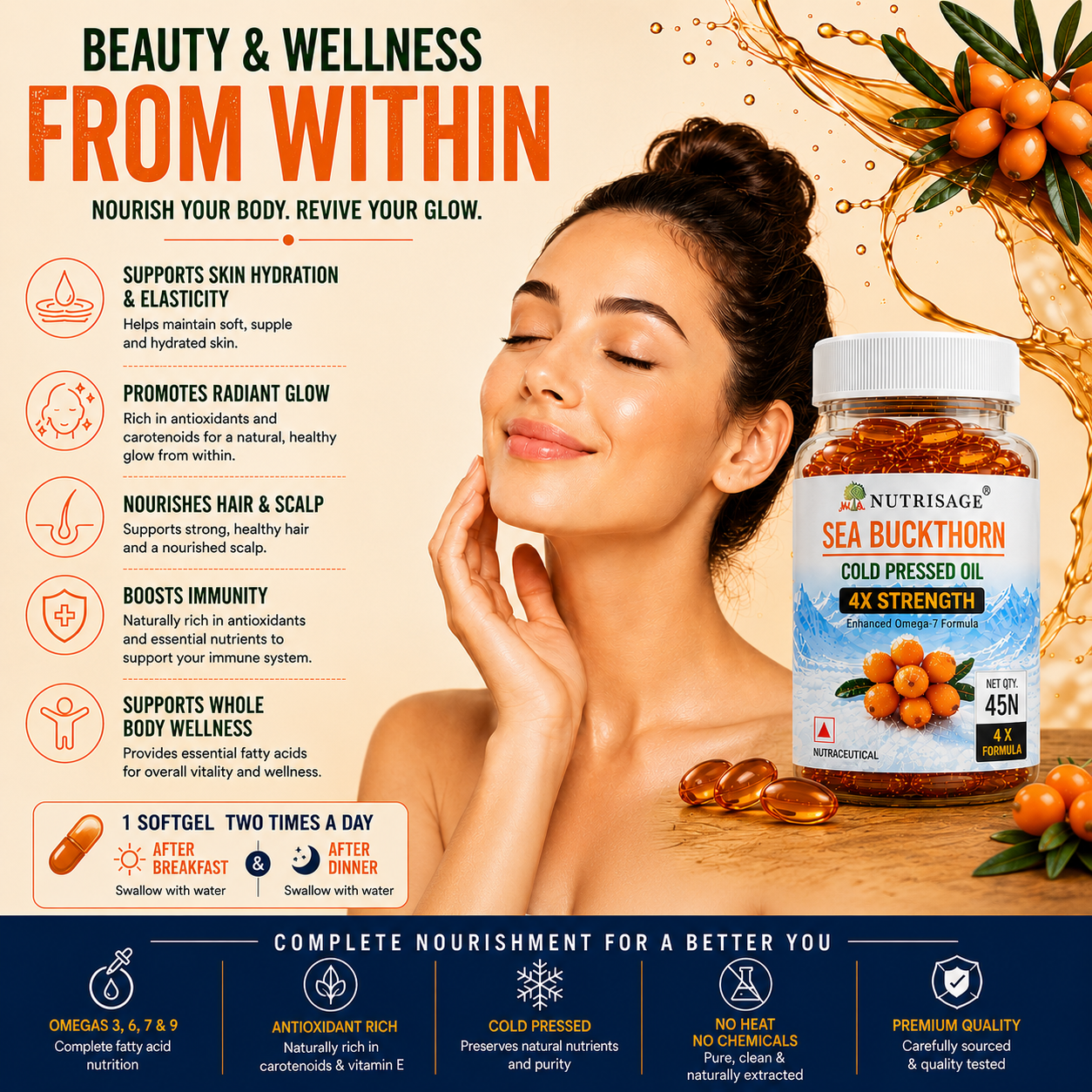 Nutrisage Seabuckthorn Capsules 4X Strength