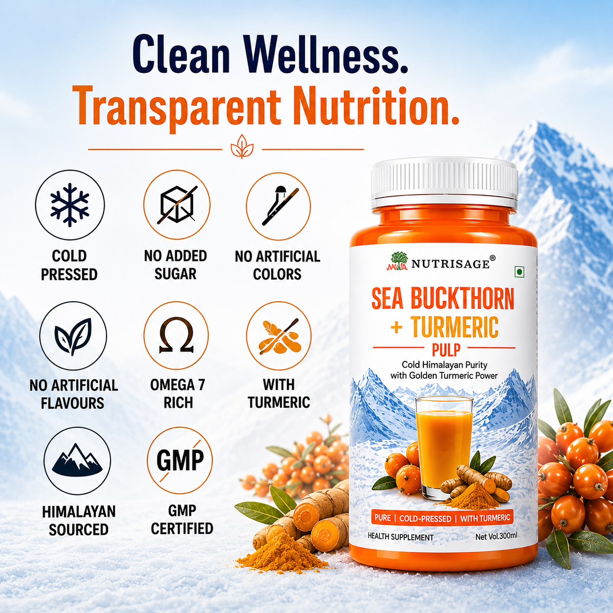 Nutrisage Seabuckthorn & Turmeric Pulp Juice